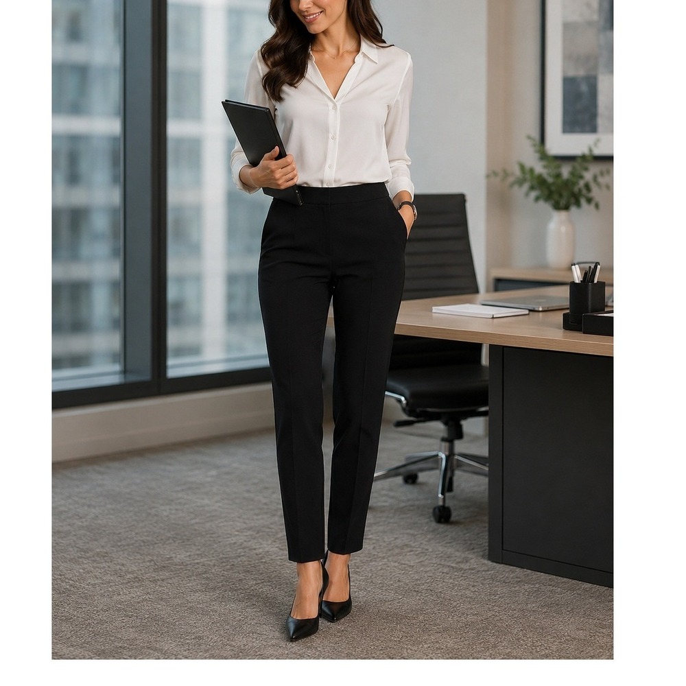 Tory Burch Black Thick Ponte Knit Side Zip Dress Pants Trousers XS 0 2